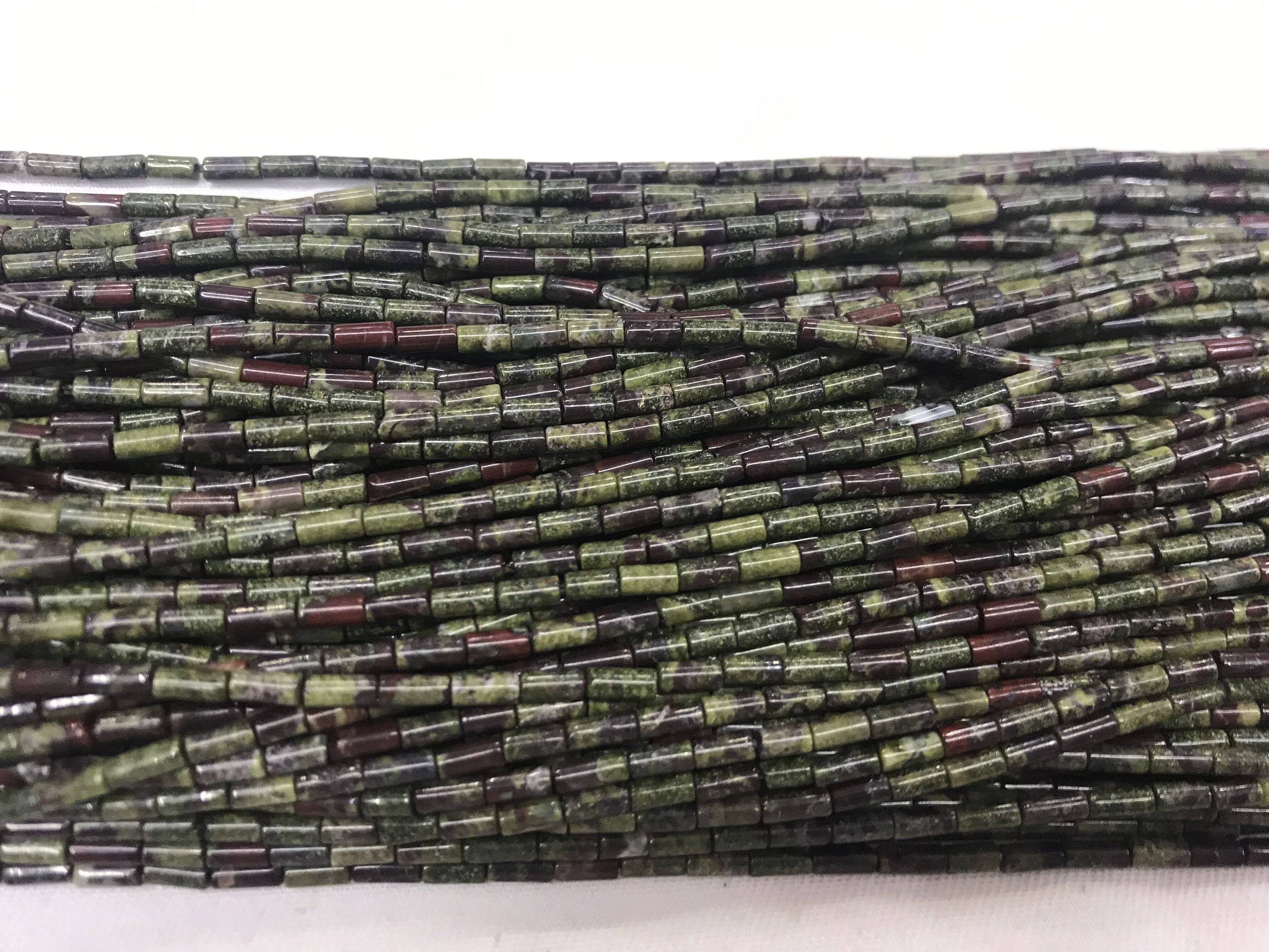 Natural Dragon Bloodstone 2x4mm Column Genuine Gemstone Loose Tube Beads 15inch Jewelry Supply Bracelet Necklace Material Support Wholesale