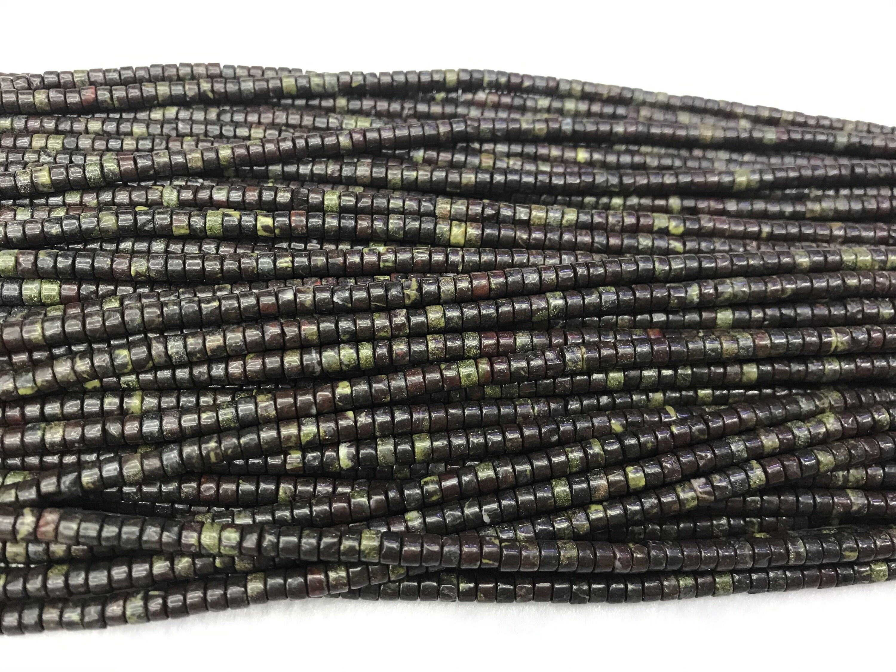 Natural Dragon Bloodstone 3mm - 4mm Heishi Genuine Gemstone Loose Beads 15inch Jewelry Supply Bracelet Necklace Material Support Wholesale