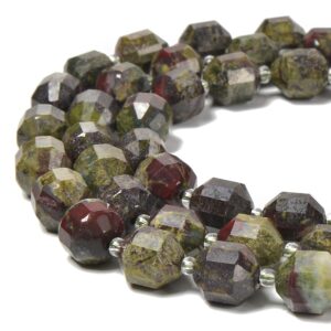 Natural Green Dragon Blood stone Prism Cut Double Point Beads 9x10mm 15.5'' Strd Natural Green Dragon Blood stone Prism Cut Double Point Beads 9x10mm 15.5'' Strd