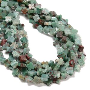 Natural Green Dragon Bloodstone Four Leaf Clover Beads 8mm 15.5'' Strand Natural Green Dragon Bloodstone Four Leaf Clover Beads 8mm 15.5'' Strand