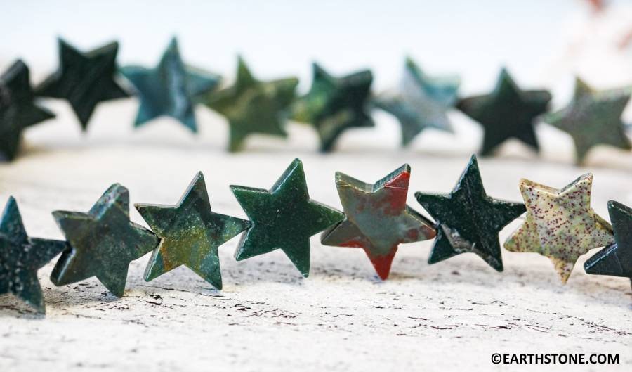 Blood Stone 20mm Star Beads 16" Strand Size Varies