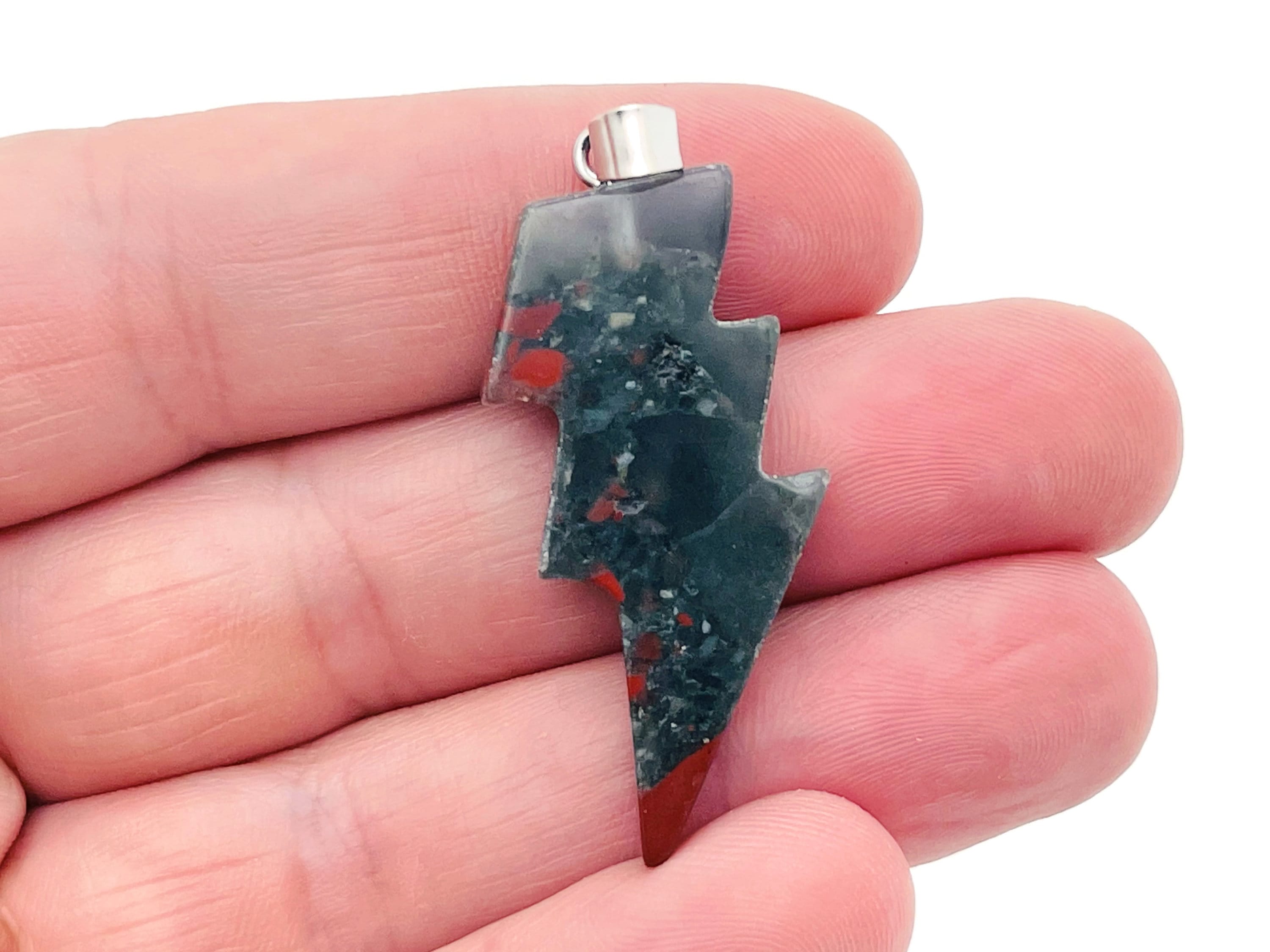 African Bloodstone Lightning Pendant - Lightning Crystal - Lightning Stone - Crystal Carving - Nc1151
