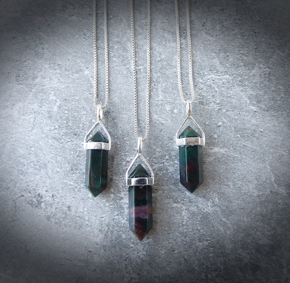 Crystal Point Necklace Sterling Silver • Bloodstone Hexagon Pendant • Gift For Crystal Lover • Root Chakra Pendant • Affordable Jewelry Gift Crystal Point Necklace Sterling Silver • Bloodstone Hexagon Pendant • Gift For Crystal Lover • Root Chakra Pendant • Affordable Jewelry Gift