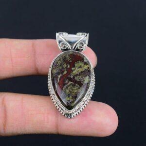 Dragon Bloodstone 925 Sterling Silver Pear Pendant: Handmade Gemstone Jewelry Dragon Bloodstone 925 Sterling Silver Pear Pendant: Handmade Gemstone Jewelry