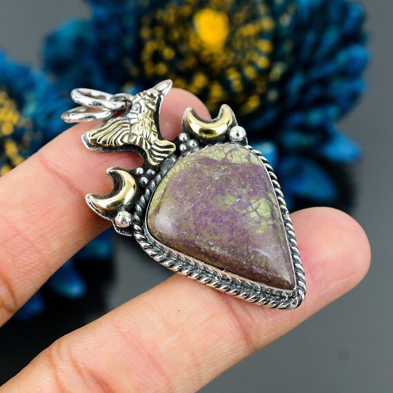 Dragon Bloodstone Bird Pendant: Sterling Silver Gemstone Jewelry