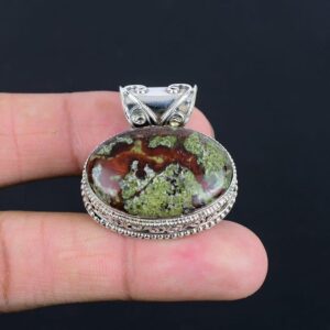 Dragon Bloodstone Pendant: Handmade 925 Sterling Silver Jewelry