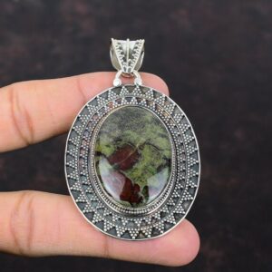 Dragon Bloodstone Pendant: Handmade 925 Sterling Silver Vintage Jewelry Dragon Bloodstone Pendant: Handmade 925 Sterling Silver Vintage Jewelry