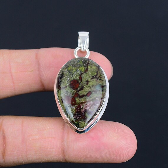 Dragon Bloodstone Sterling Silver Pendant: Handmade Gemstone Jewelry
