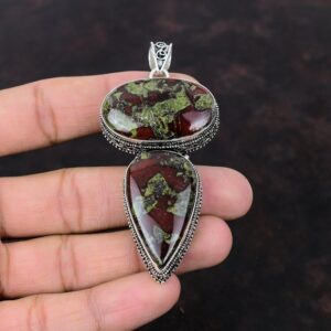 Handmade Dragon Bloodstone 925 Sterling Silver Pendant: Vintage Style Handmade Dragon Bloodstone 925 Sterling Silver Pendant: Vintage Style