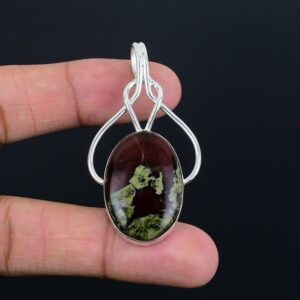 Handmade Dragon Bloodstone Pendant: 925 Sterling Silver Statement Jewelry Handmade Dragon Bloodstone Pendant: 925 Sterling Silver Statement Jewelry