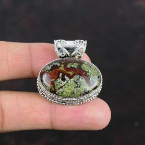 Handmade Dragon Bloodstone Pendant: 925 Sterling Silver Vintage Jewelry Handmade Dragon Bloodstone Pendant: 925 Sterling Silver Vintage Jewelry