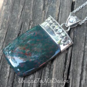 Handmade Dragon Bloodstone Sterling Silver Pendant Necklace Handmade Dragon Bloodstone Sterling Silver Pendant Necklace