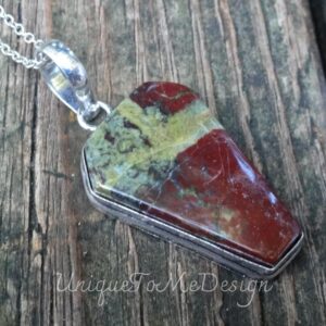 Handmade Sterling Silver Bloodstone Coffin Pendant Necklace Handmade Sterling Silver Bloodstone Coffin Pendant Necklace