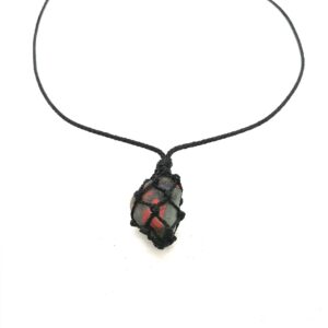 Bloodstone Macrame Necklace, Seftonite Pendant, Unisex Design