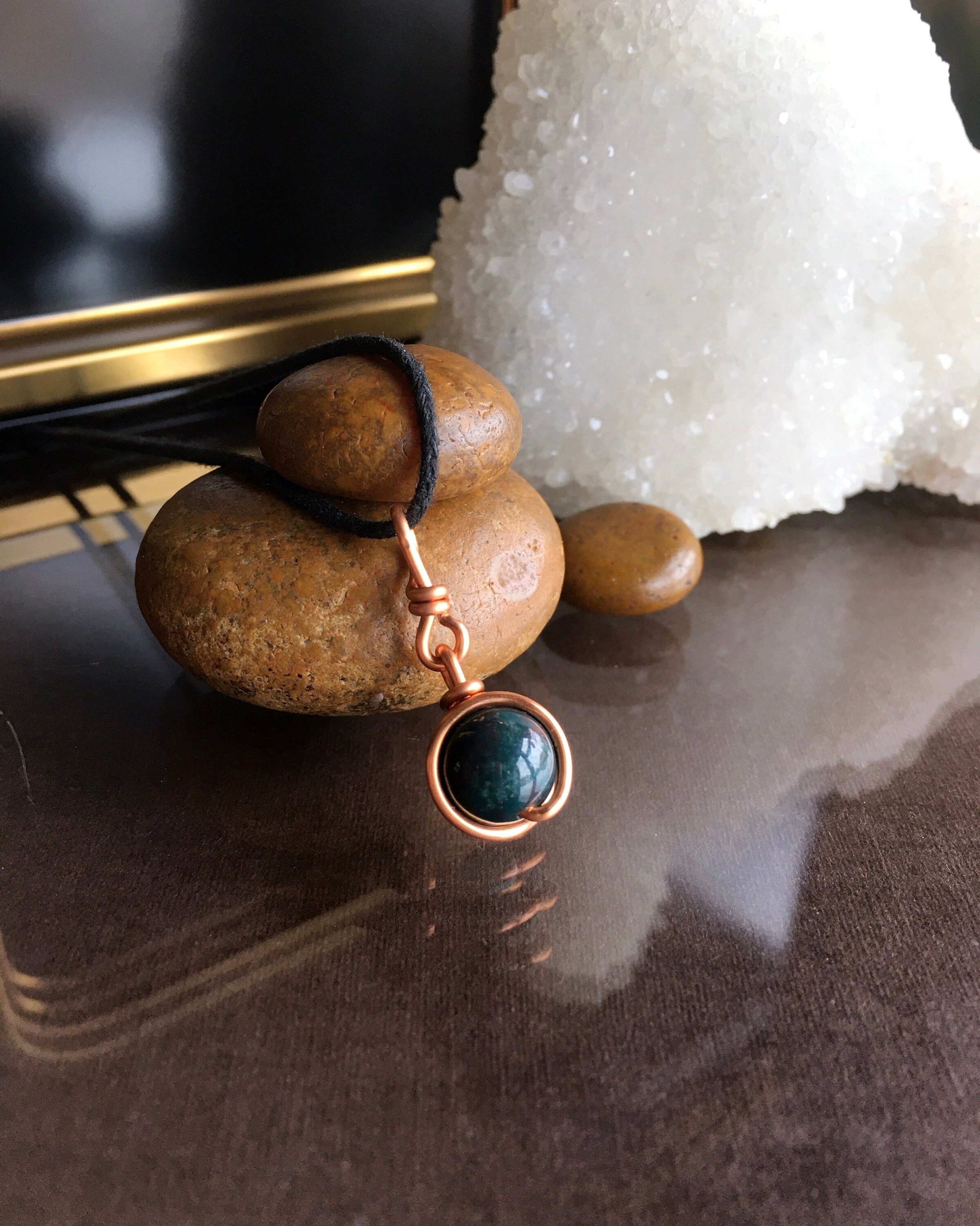 Minimalist Bloodstone Pendant Necklace: Healing Stone Jewelry Minimalist Bloodstone Pendant Necklace: Healing Stone Jewelry