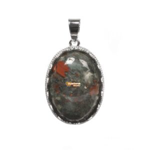 Natural African Bloodstone Gemstone Smooth Cab Crystal Pendant Copper Plating Silver Oval Pendant Natural African Bloodstone Gemstone Smooth Cab Crystal Pendant Copper Plating Silver Oval Pendant