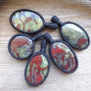 Protection Necklace, Dragon Bloodstone Jasper Macrame Necklace, Gemstone Pendant Necklace, Protection Talisman, Gift For Mom, Dad, Boho Gift Protection Necklace, Dragon Bloodstone Jasper Macrame Necklace, Gemstone Pendant Necklace, Protection Talisman, Gift For Mom, Dad, Boho Gift