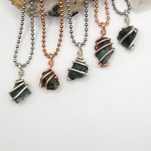 Wire Wrapped Bloodstone Pendant: Sterling Silver Or Copper Necklace Wire Wrapped Bloodstone Pendant: Sterling Silver Or Copper Necklace