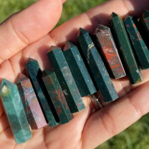 Short Bloodstone Crystal Pencil Point: Faceted Polished Gemstone (25-35mm)