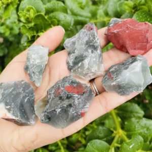 Raw African Bloodstone Crystal: Natural Green Jasper, Red Heliotrope
