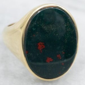 14K Yellow Gold Bloodstone Solitaire Ring