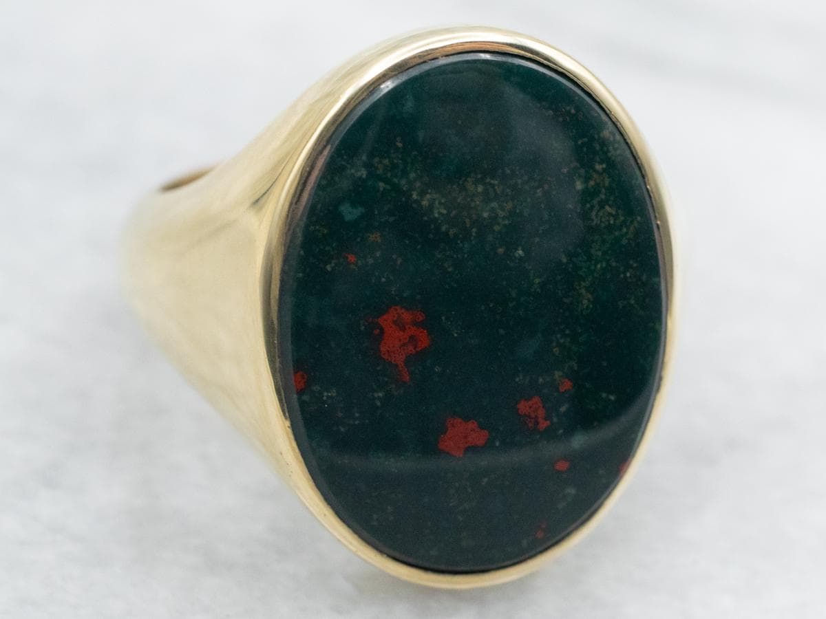 14k Yellow Gold Bloodstone Solitaire Ring 14k Yellow Gold Bloodstone Solitaire Ring
