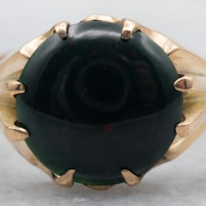 14K Yellow Gold Round Bloodstone Solitaire Ring