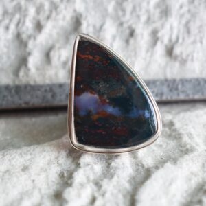925 Silver Natural Bloodstone Ring, Handmade Design