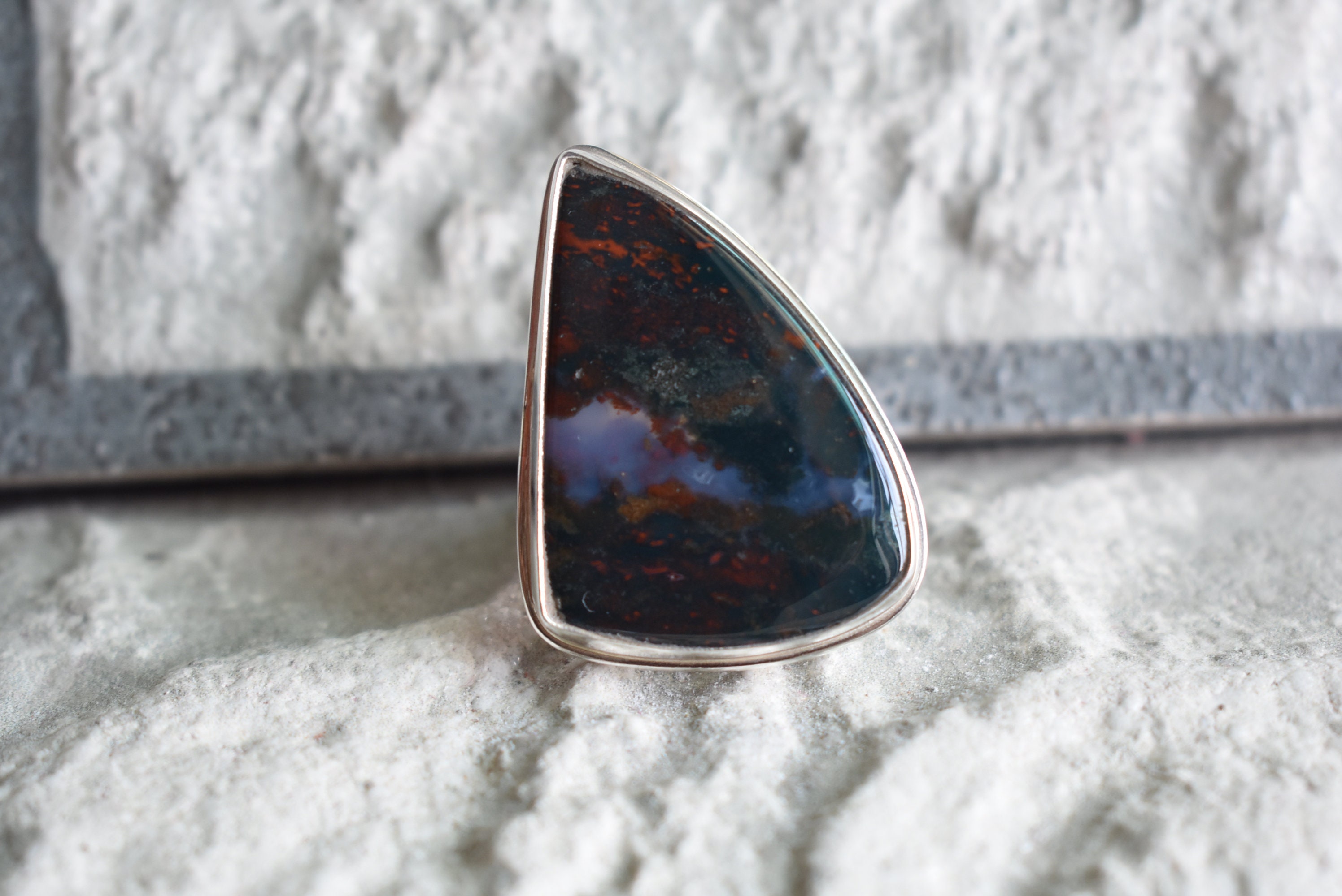 925 Silver Natural Bloodstone Ring, Handmade Design 925 Silver Natural Bloodstone Ring, Handmade Design