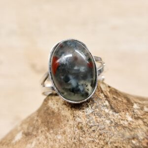 Adjustable Bloodstone ring. 925 sterling silver rings for women. March birthstone. Crystal Reiki jewelry uk. 14x10mm stone Adjustable Bloodstone ring. 925 sterling silver rings for women. March birthstone. Crystal Reiki jewelry uk. 14x10mm stone