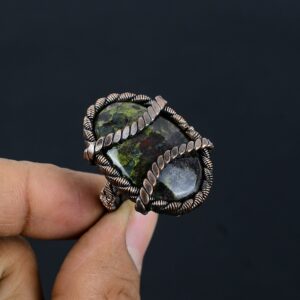 Dragon Bloodstone Ring, Solid Copper Wire Wrapped Ring Natural Bloodstone Gemstone Ring Handmade Jewelry Gift For Him/her All Size Available