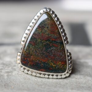 Handmade 925 Silver Natural Bloodstone Statement Ring