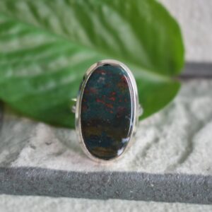 Handmade 925 Silver Bloodstone Ring, Natural Stone Design