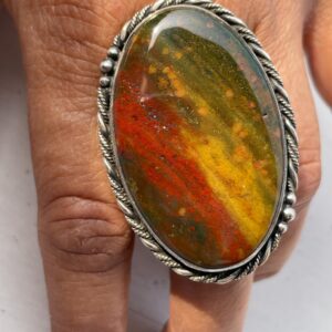 Handmade Bloodstone Ring: solid 925 Sterling Silver,march birthstone