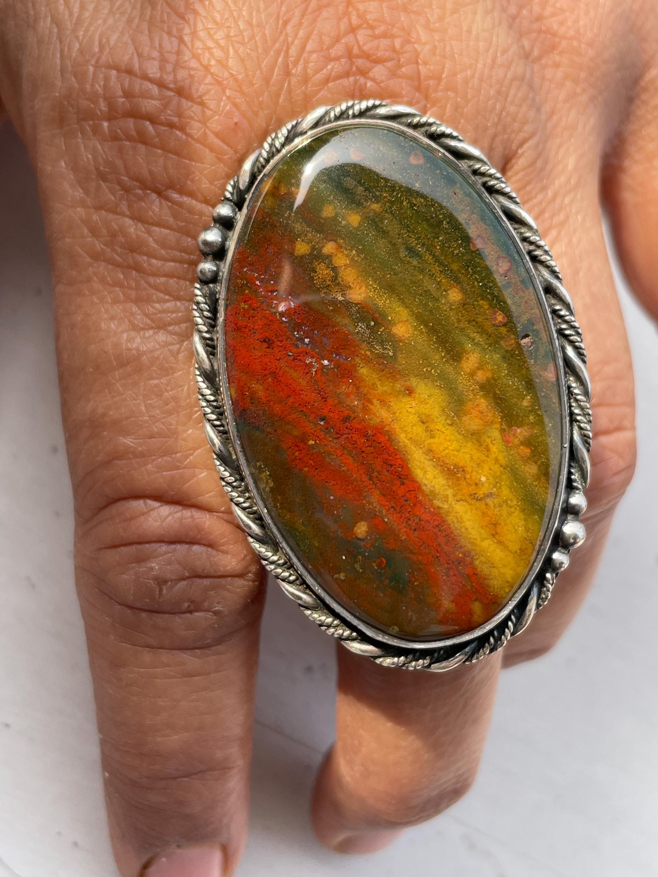 Handmade Bloodstone Ring: Solid 925 Sterling Silver,march Birthstone