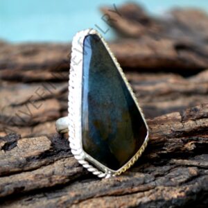 Bloodstone Jasper 925 Sterling Silver Ring: Handmade Designer Jewelry