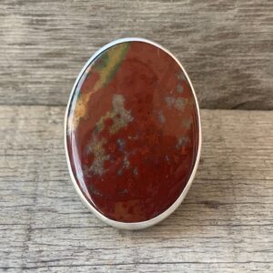 Large Oval Bloodstone Sterling Silver Ring Size 8.5 | March Birthstone Ring | Bloodstone Ring | Boho | Rocker | Edgy | Red Orange Stone Ring
