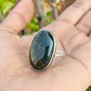 Natural Bloodstone Ring, 925 Sterling Silver, Valentines Day Ring, Couples Jewelry