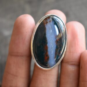 Oval Green Bloodstone Ring, 925 Sterling Silver, Aaa Quality Gemstone