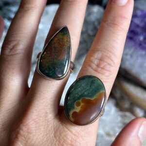 Statement Bloodstone Adjustable Ring, 925 Sterling Silver