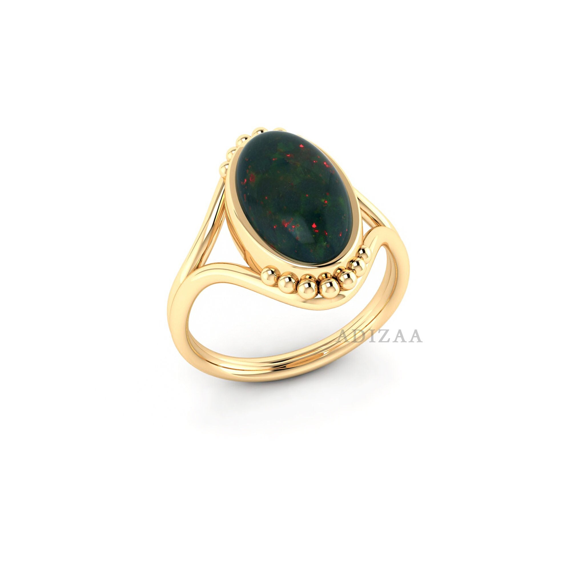Victorian Crown Shape Motif Oval Shape Bloodstone Ring, Danity Ring With High Quality 18k Gold Filled Gemstone Ring, Unique Minimalist Ring