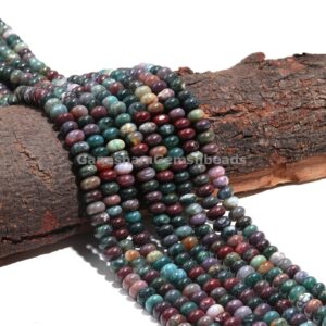 AAA Blood Stone Smooth Rondelle Beads, Natural Blood Stone Beads,  Positive Beads, Bloodstone Heliotrope Beads, Semi-Precious Gemstone Beads