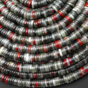 Aaa Natural African Bloodstone 4mm Thin Heishi Rondelle Beads 15.5" Strand