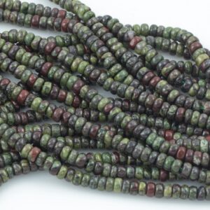 Dragon Blood Stone Jasper - High Quality In Smooth Saucer Roundel, 4mm Flat Rondel 15 Inches Thin Roundel