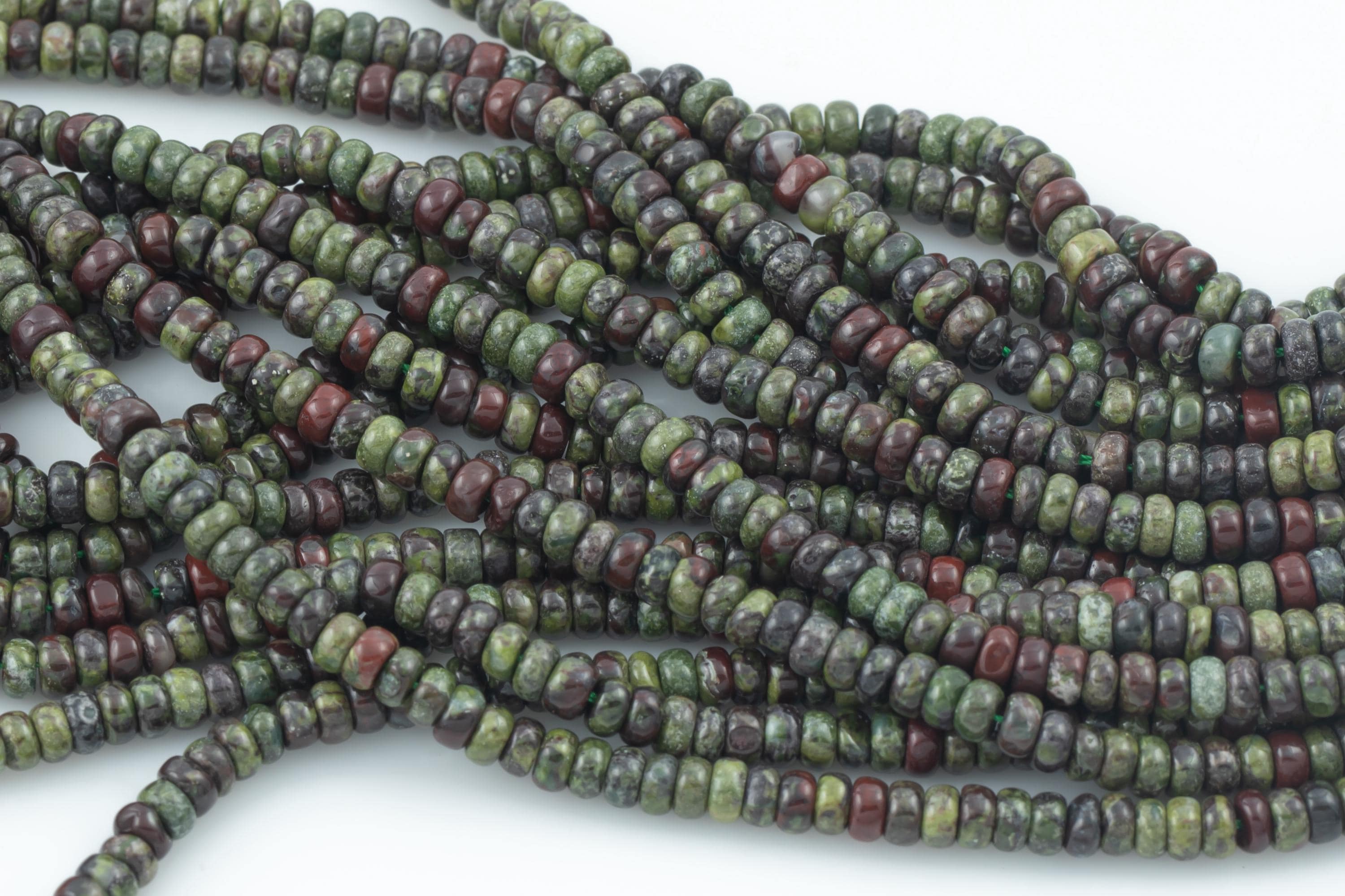 Dragon Blood Stone Jasper -  High Quality In Smooth Saucer Roundel, 4mm Flat Rondel 15 Inches Thin Roundel