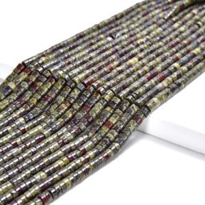 Dragon Blood Stone Gemstone Natural Heshi Rondelle Slice 4X2MM Beads 14.5 inch Full Strand WHOLESALE (80019465-P105)