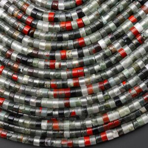 Natural African Bloodstone 4mm Heishi Rondelle Beads 15.5" Strand