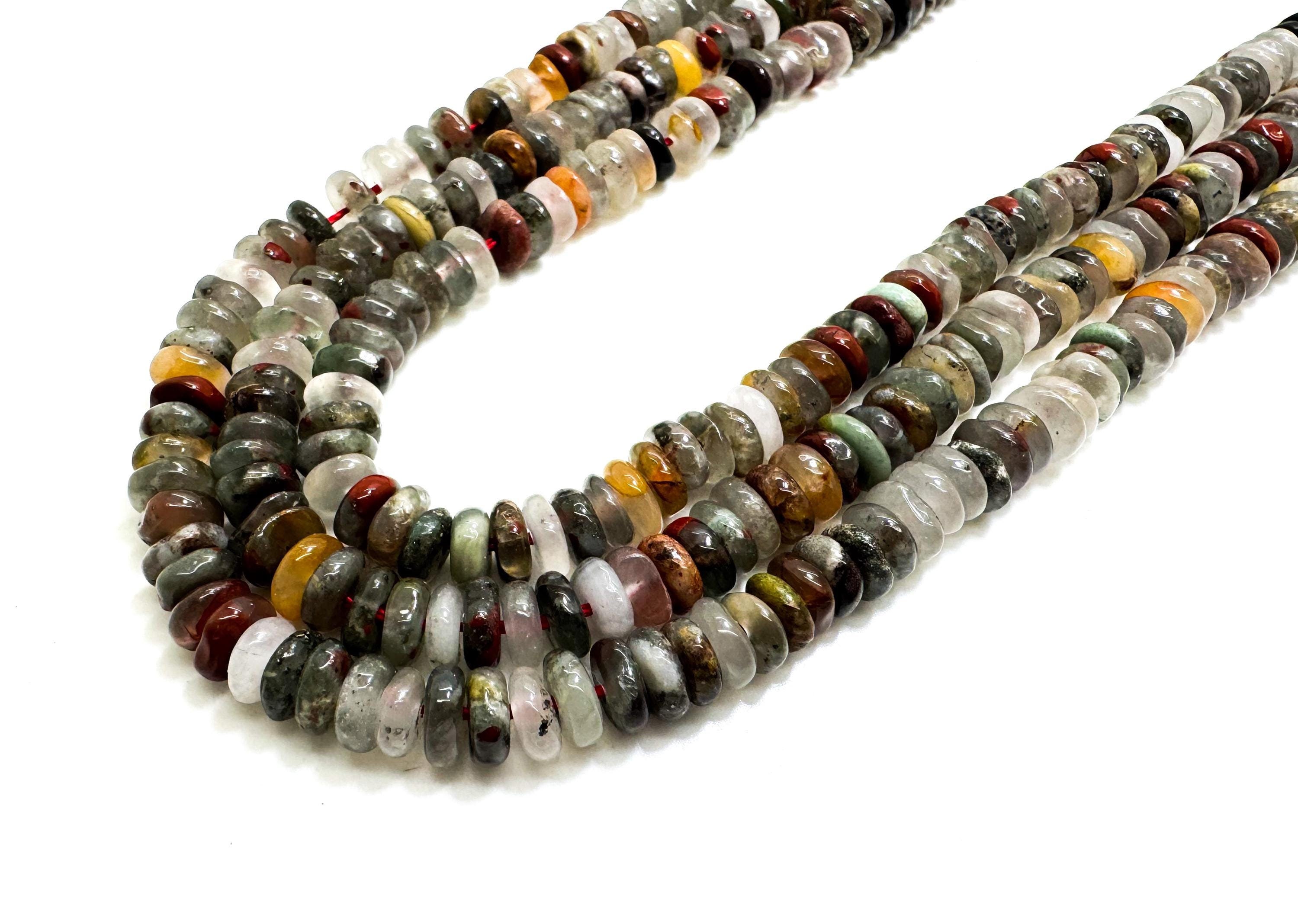 Natural Bloodstone Beads: Polished Rondelle Smooth Gemstone Beads For Jewelry Making - Rd40