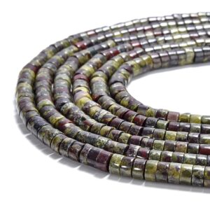 Natural Dragon Blood Stone Gemstone Heshi Rondelle Slice 4x2mm Loose Beads 14.5 Inch Full Strand (80019465-p105)