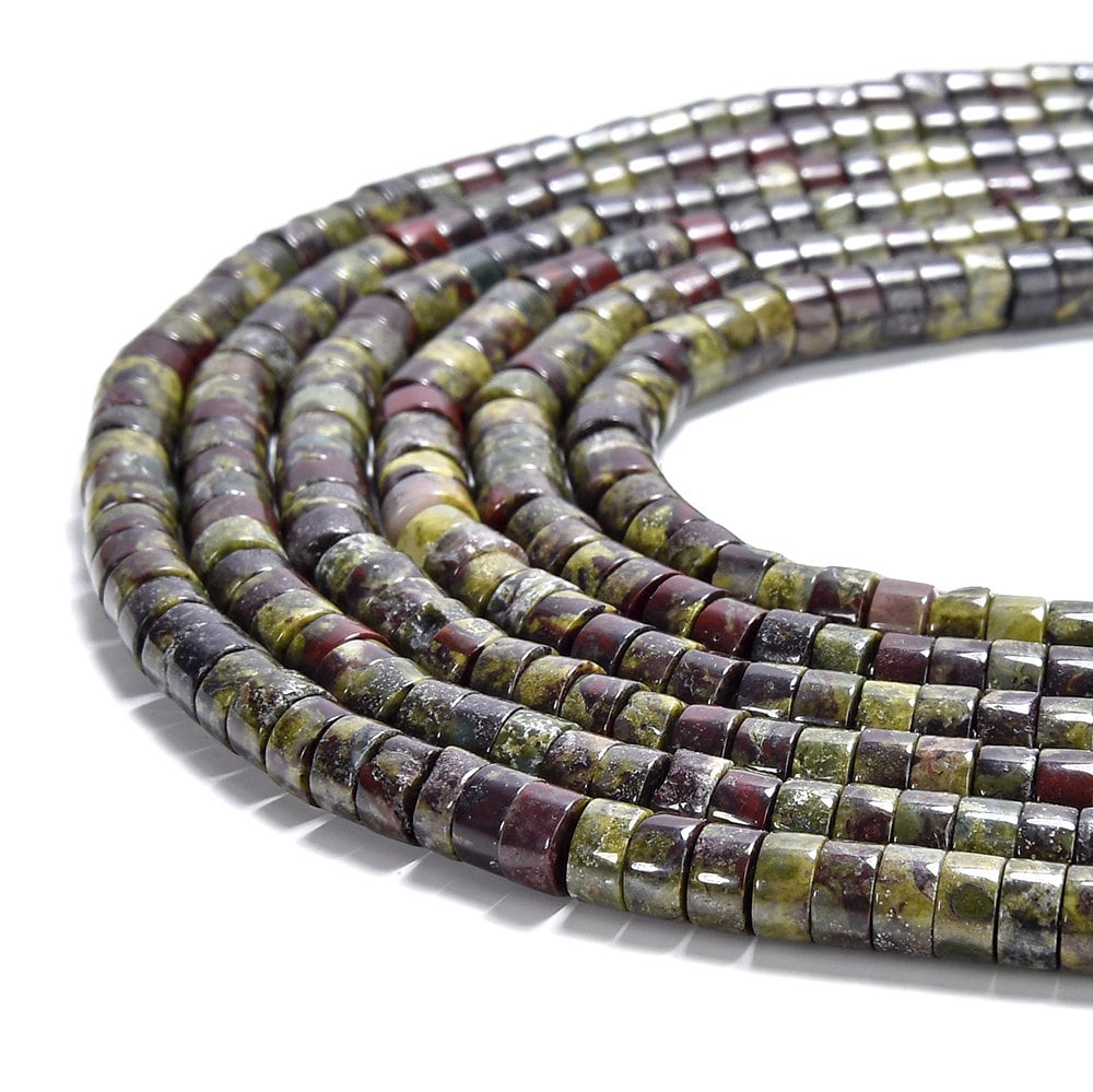 Natural Dragon Blood Stone Gemstone Heshi Rondelle Slice 4x2mm Loose Beads 14.5 Inch Full Strand (80019465-p105)
